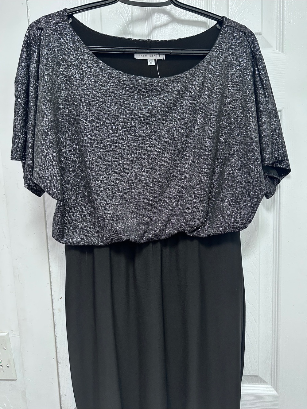 Silver Sparkle Blouson Long Sleeve Dress by TESSA SOPHIE